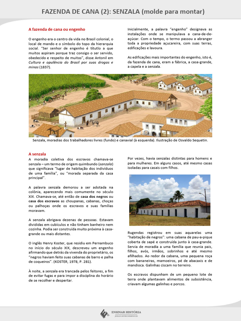 Maquete da Senzala no Brasil Colonial | PDF | Escravidão | Açúcar