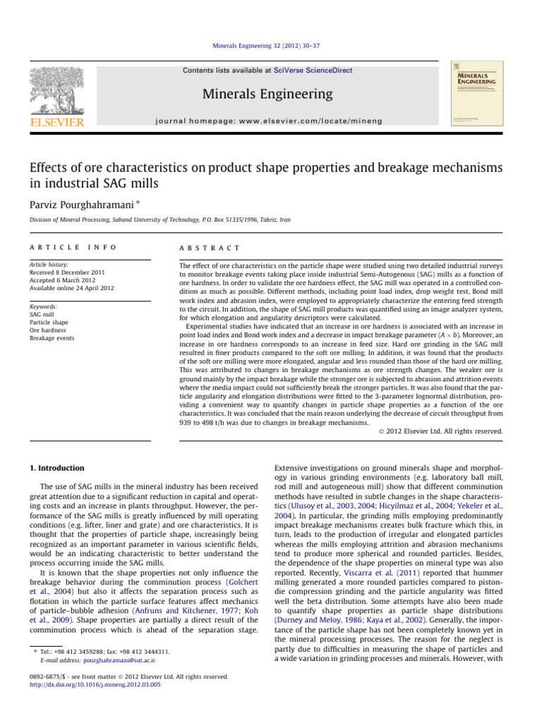 Ore Characteristics Impact on SAG Mill Breakage | PDF | Mill (Grinding ...
