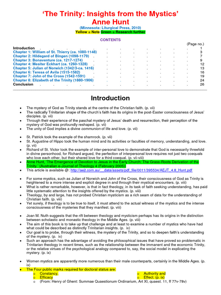 Mystical Insights on the Trinity | PDF | Trinity | God The Father