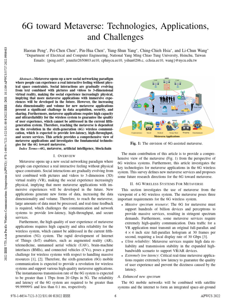 6G Technologies for Metaverse Applications | PDF | Computer Network ...