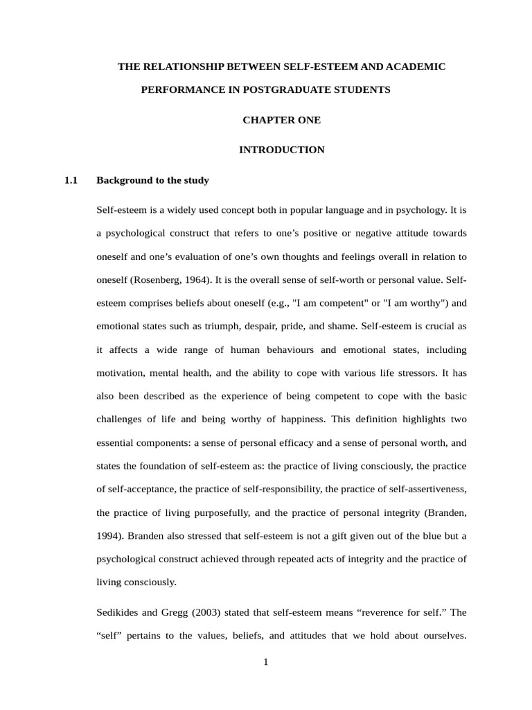 Self-Esteem's Impact on Postgraduate Success | PDF | Self Esteem ...