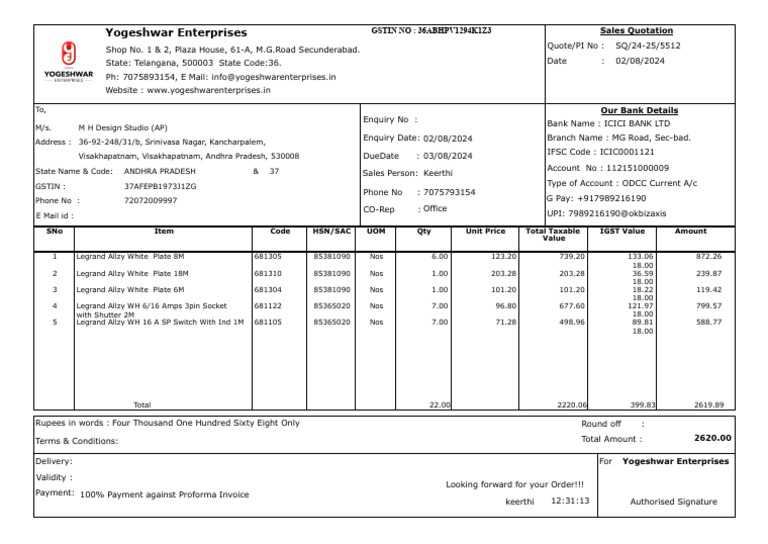 Sales Quotation SQ 24 25 5512 306125-2 | PDF | Payments