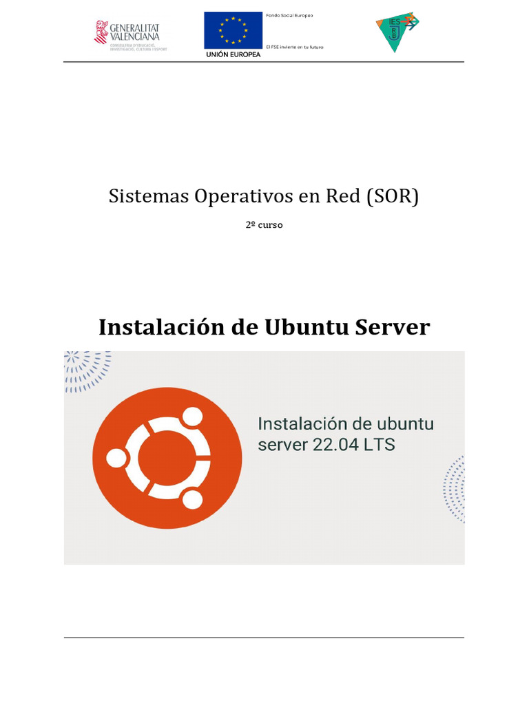 Instalación de Ubuntu Server en SOR | PDF | Servidor (Computación ...