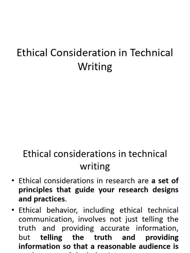 ethicalconsiderationintechnicalwriting1-221126081818-08ed2965 | PDF