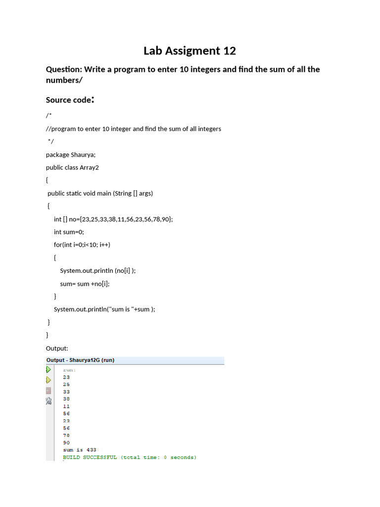 Lab Assigment 12 | PDF