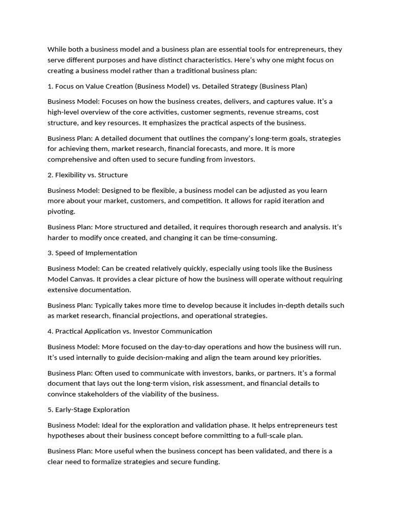 WHAT IS THE DIFFERENCE BETWEEN A BUSINESS PLAN AND A BUSINESS MODEL visual data 4