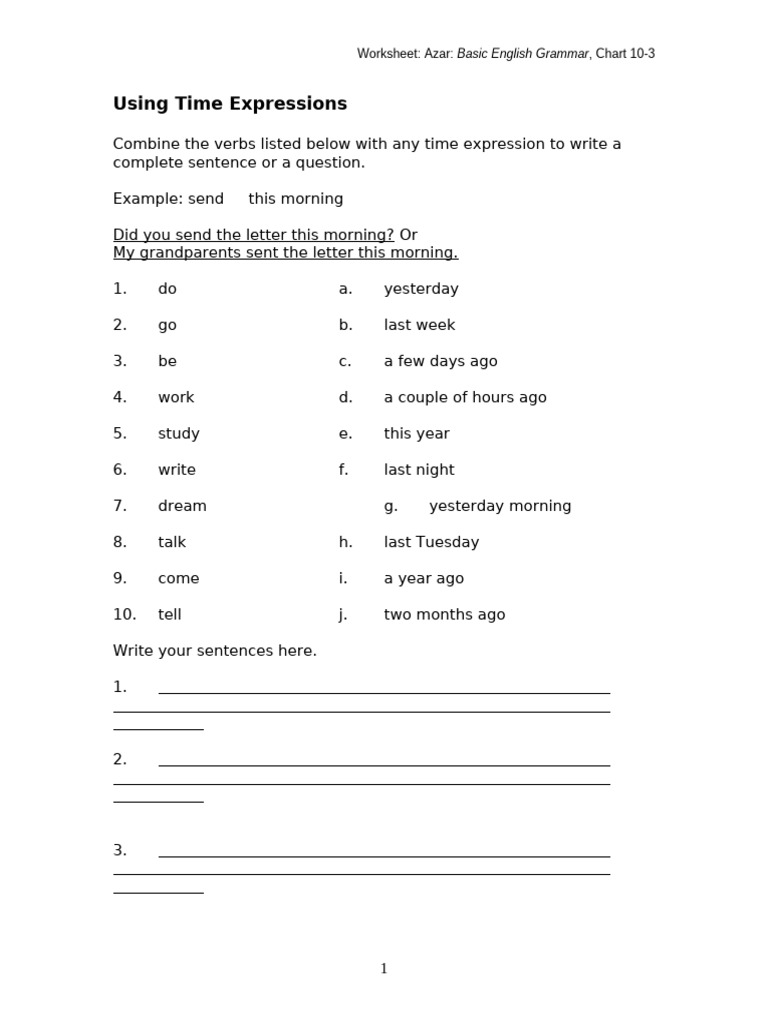 Using Past Tense TimeExprs | PDF