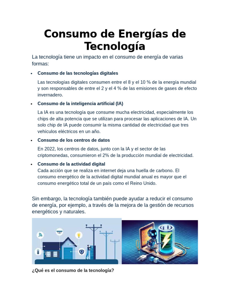 Impacto Energético de la Tecnología | PDF | Inteligencia artificial ...