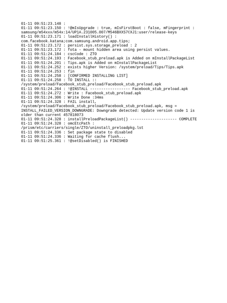 Preload Installation Log for Facebook App | PDF