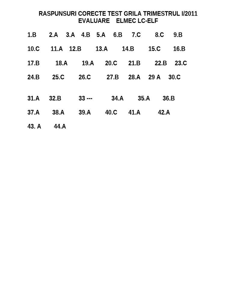 Raspunsuri Test Grila | PDF