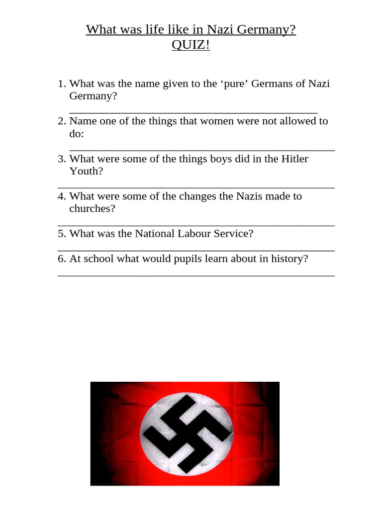 Life in Nazi Germany Quiz | PDF