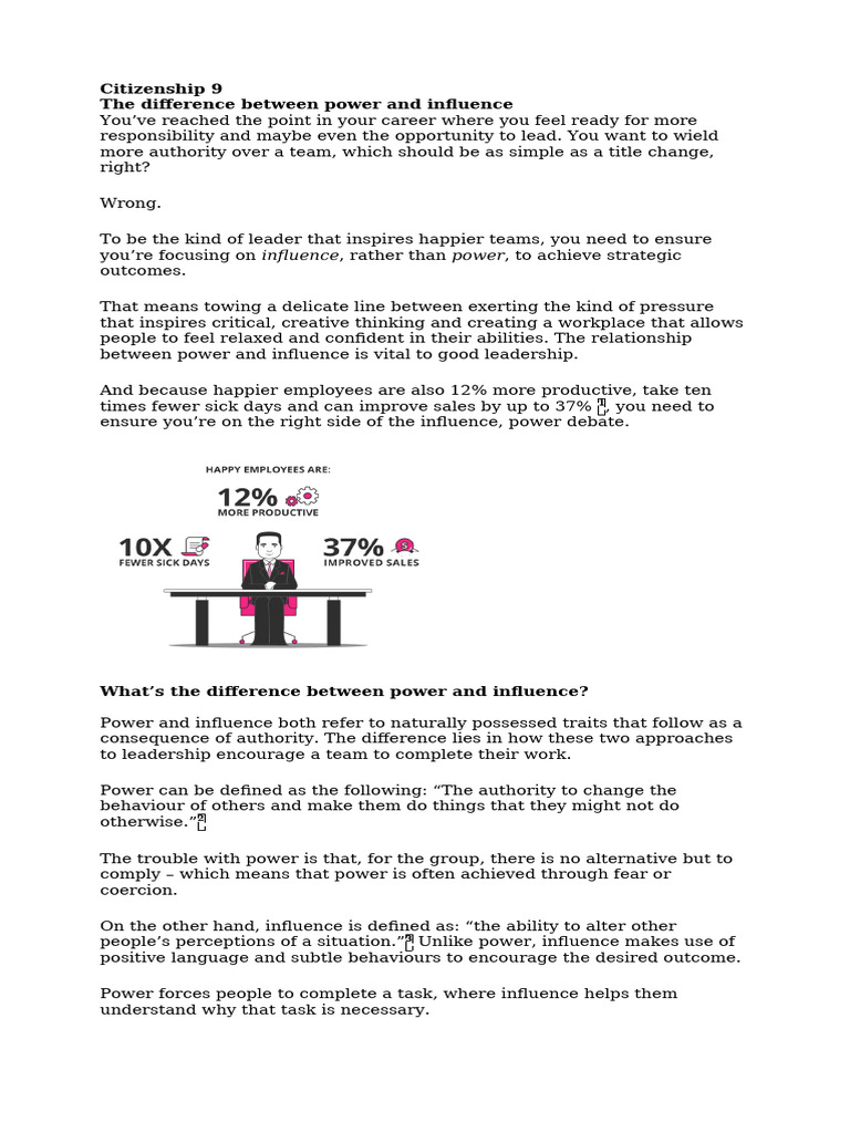 The difference between power and influence pdf power social and