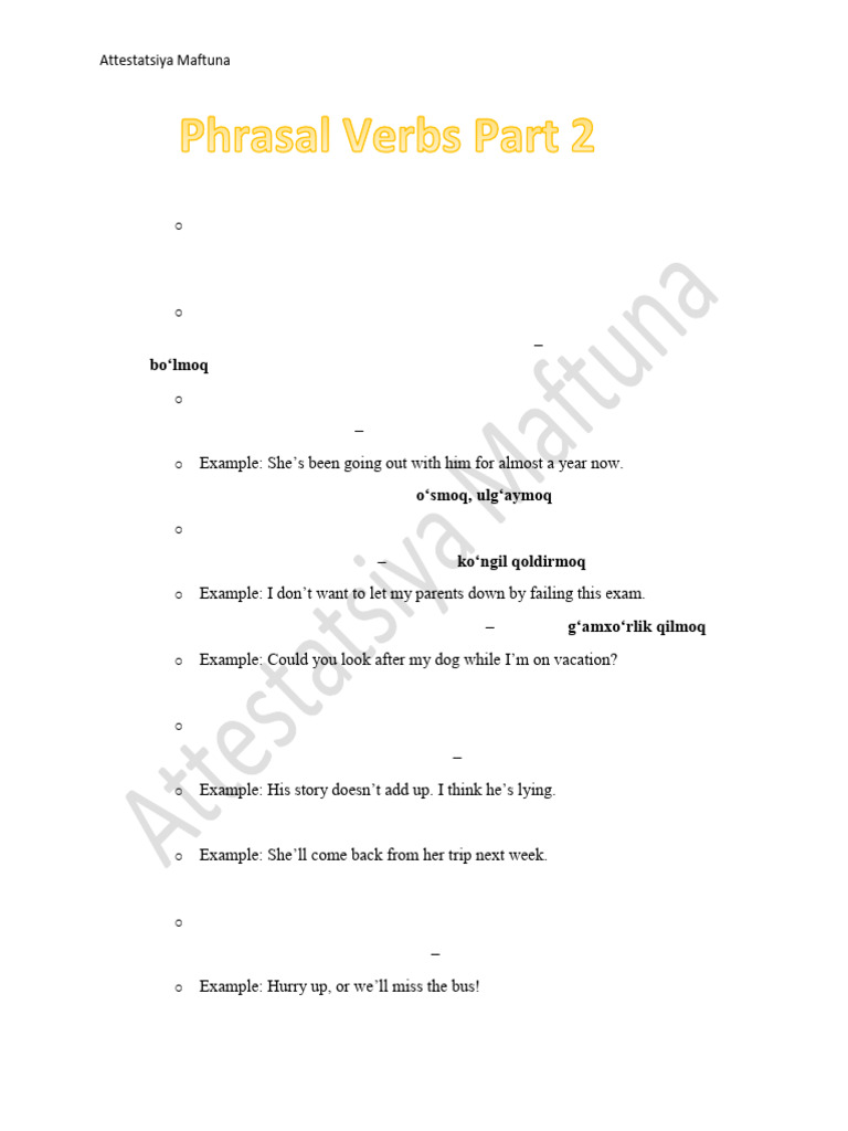Common English Phrasal Verbs Explained | PDF