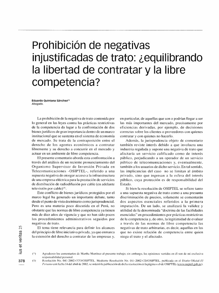 Negativa de trato y libre competencia | PDF | Mercado (economía) | Precios