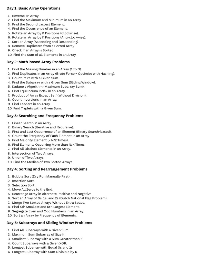 Comprehensive Array Problem Solutions | PDF