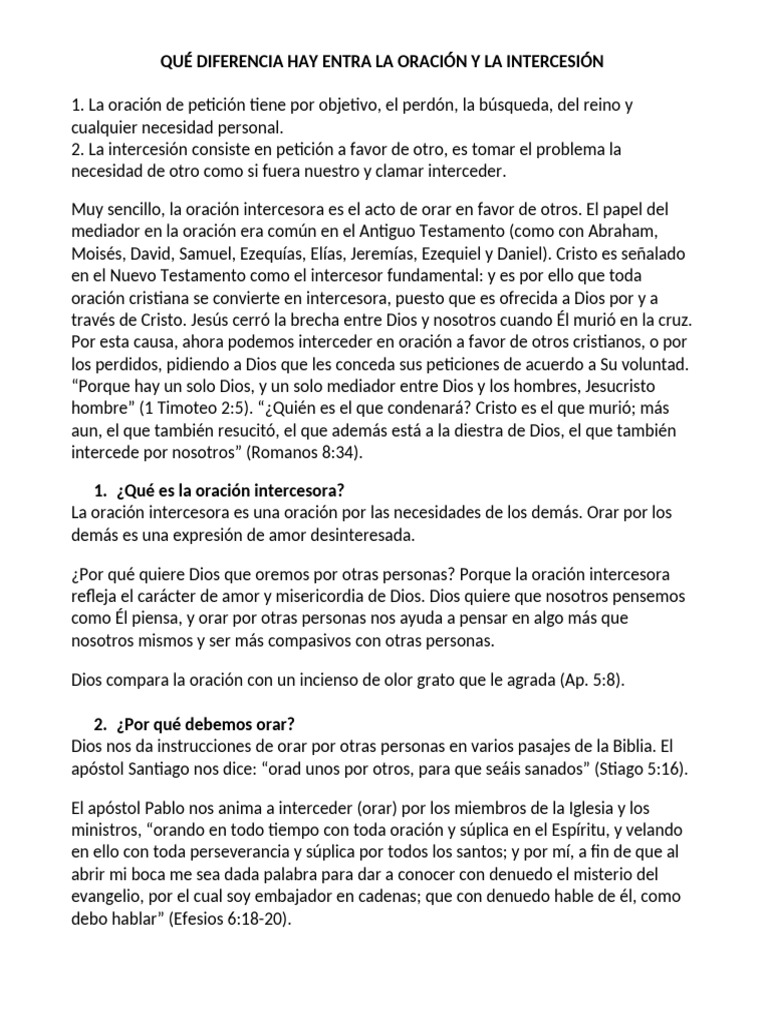 Diferencias entre oración e intercesión | PDF | Intercesión | Oración