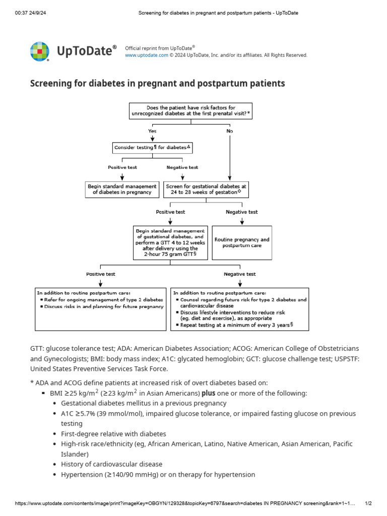UpToDate - Screening For Diabetes in Pregnant and Postpartum Patients ...