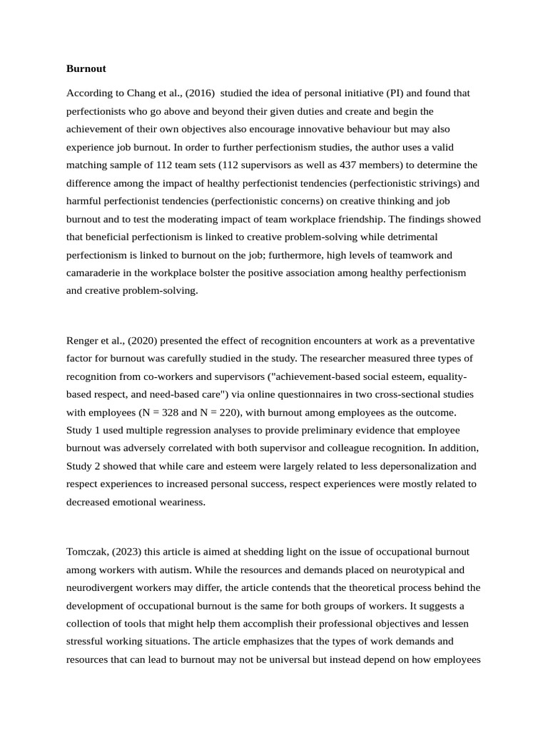 Chapter 2 ROL (Referance) | PDF | Occupational Burnout | Perfectionism ...