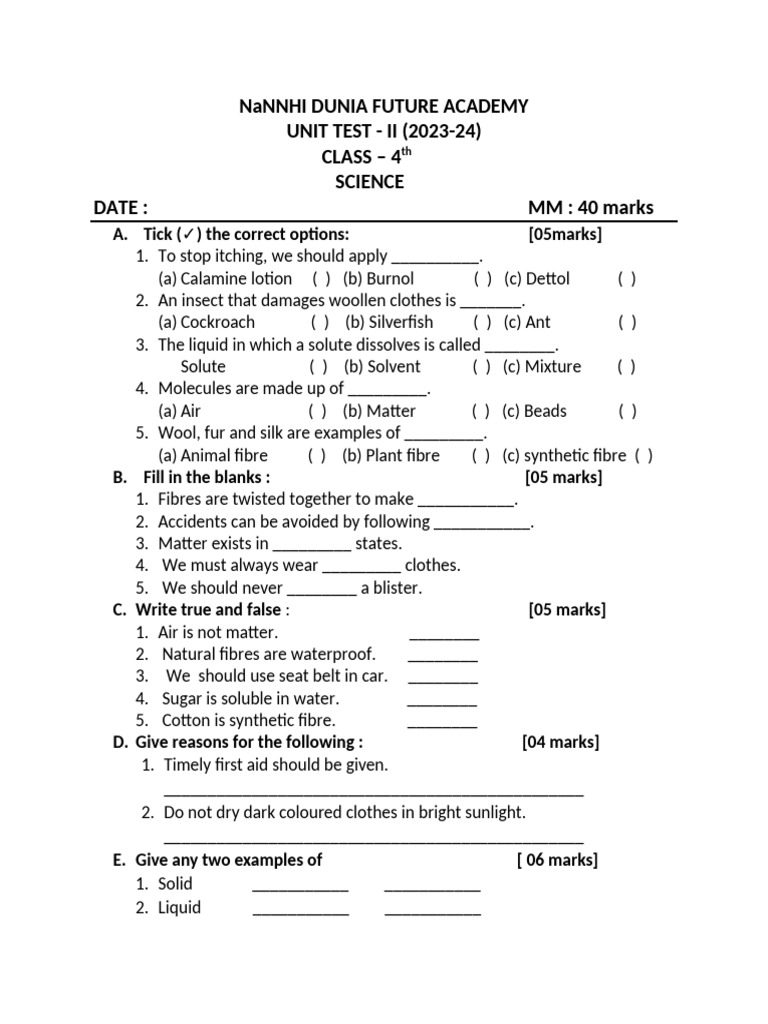 4th Science Unit 2nd Pdf Physical Chemistry Chemistry