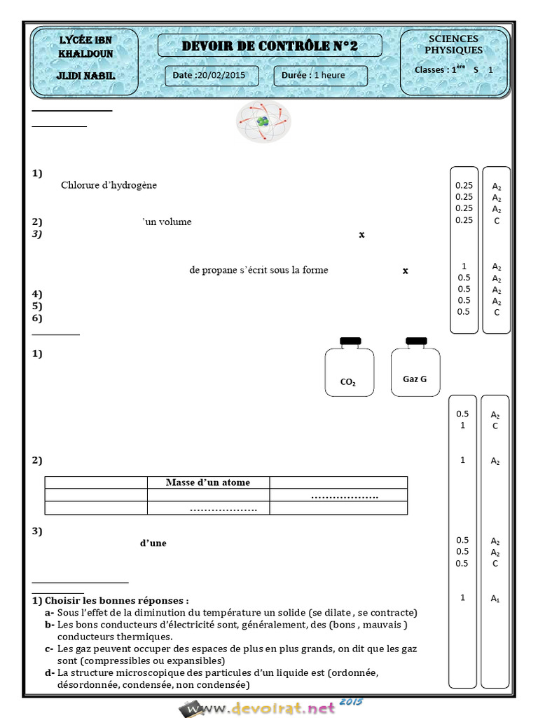 Exercice de Chimie et Physique au Lycée | PDF | Dioxyde de carbone | Gaz