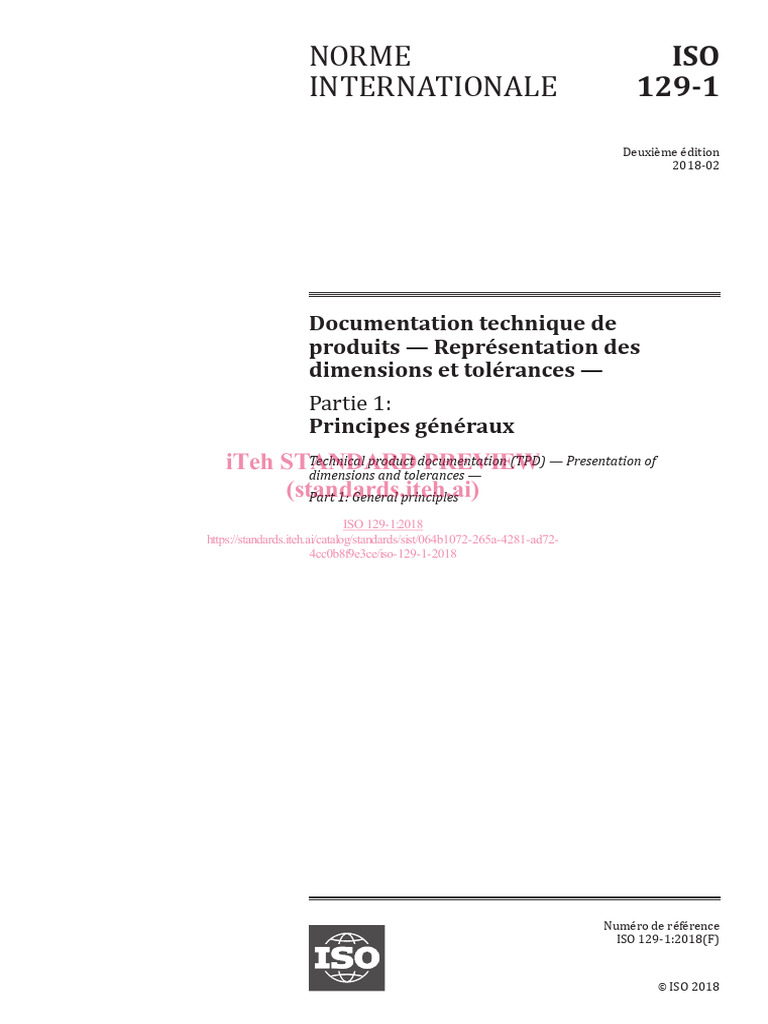 ISO 129-1:2018 - Dimensions et tolérances | PDF | Tolérance géométrique