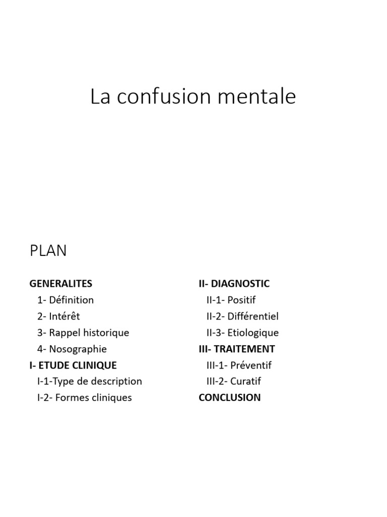 Comprendre la confusion mentale : causes et traitements | PDF ...