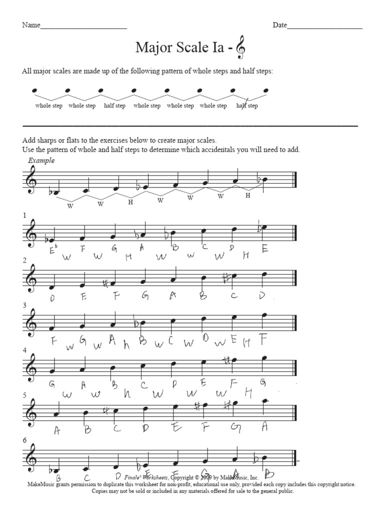 Major Scale Worksheet | PDF | Minor Scale | Copyright