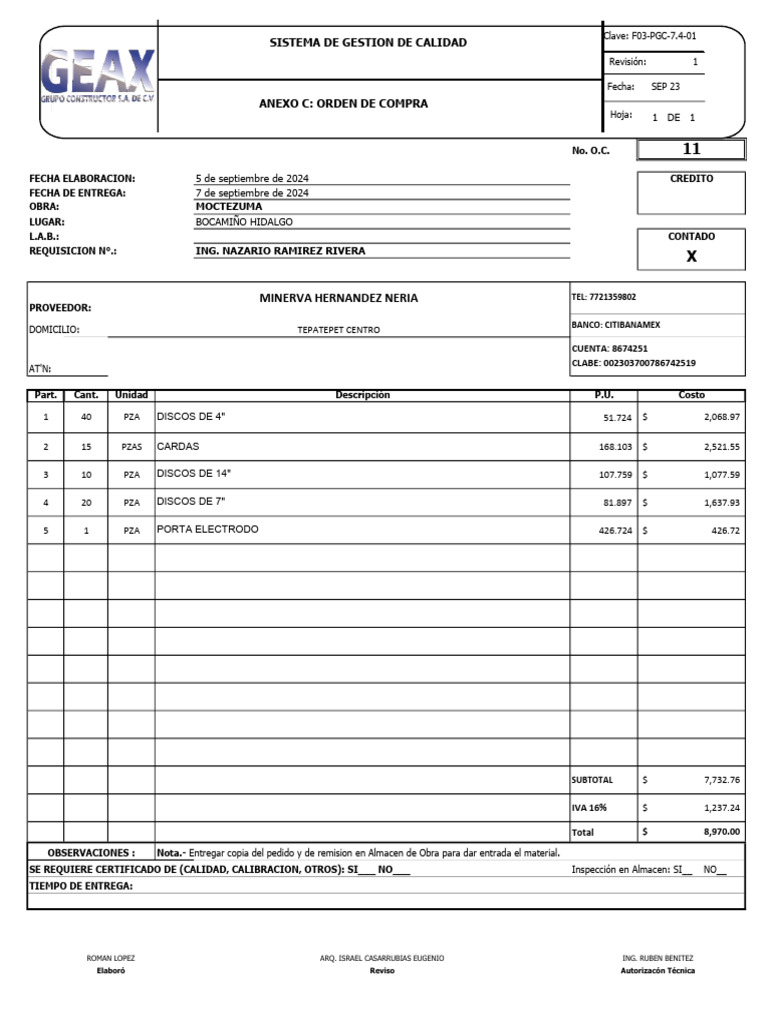Orden de Compra 11 | PDF