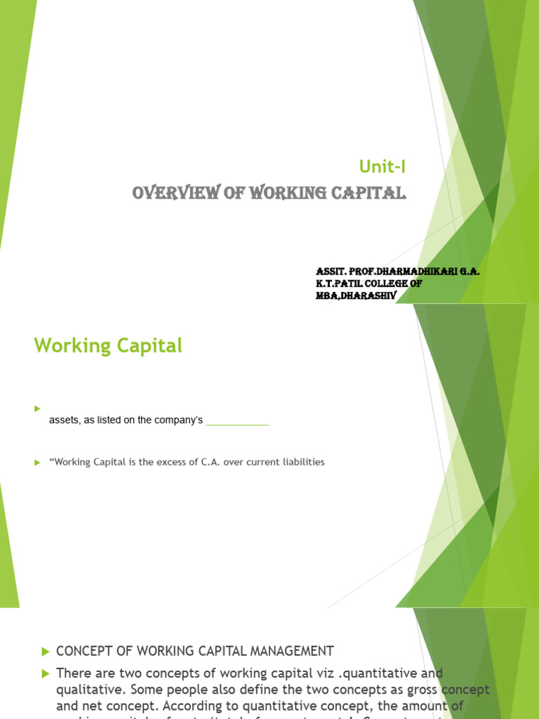 Special Working Capital Overview | PDF | Certificate Of Deposit ...