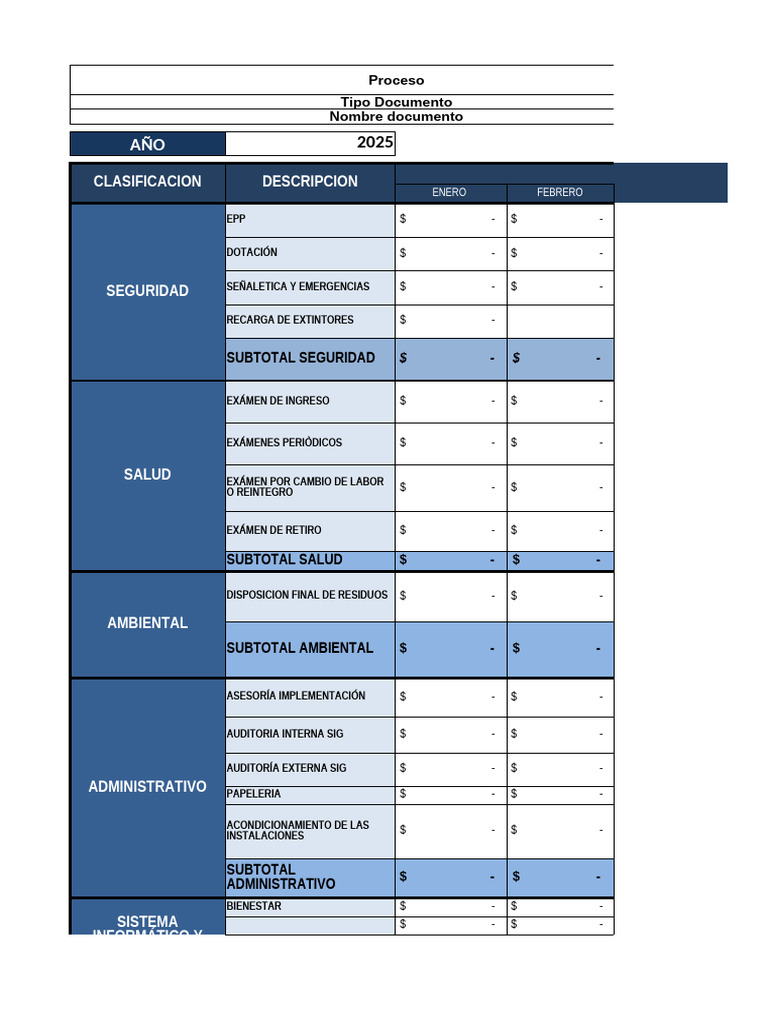 Presupuesto Mensual de Seguridad y Salud | PDF | Informática