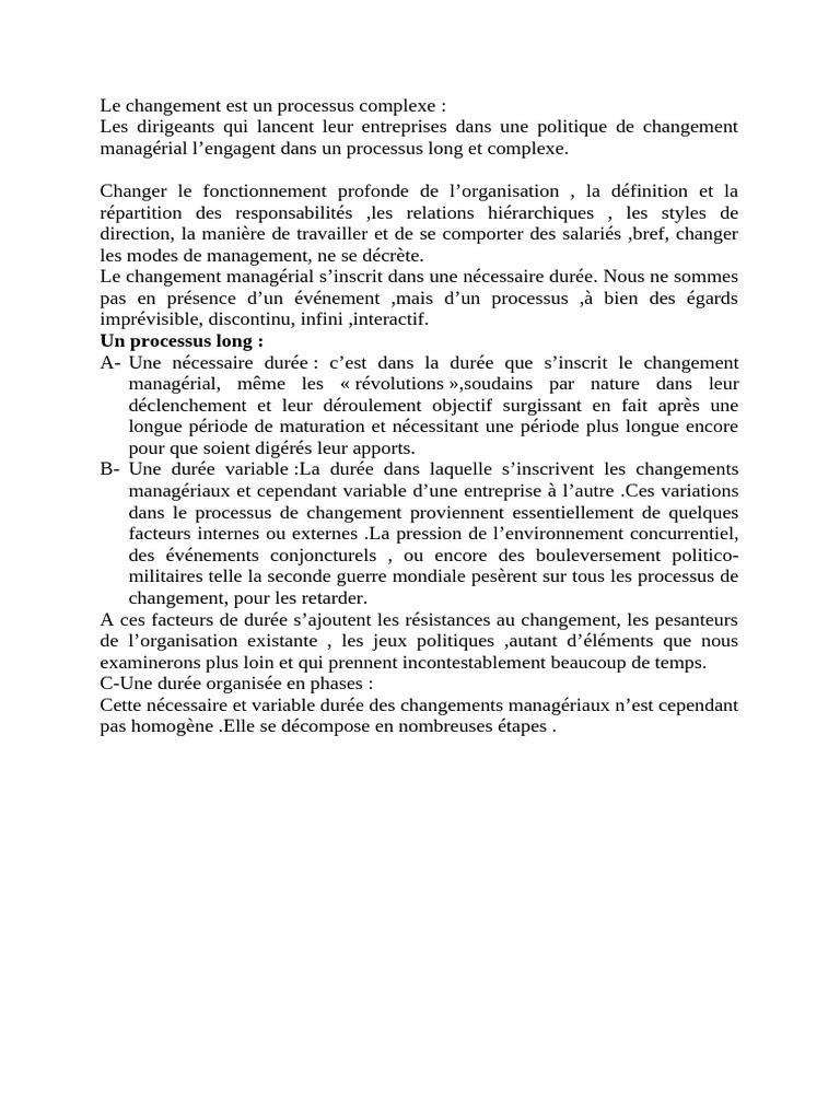 Le changement est un processus complexe | PDF