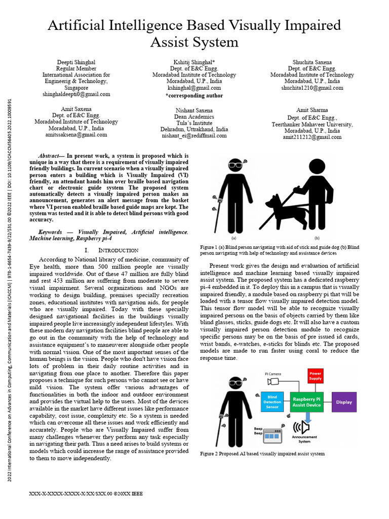 Artificial Intelligence Based Visually Impaired Assist System | PDF ...