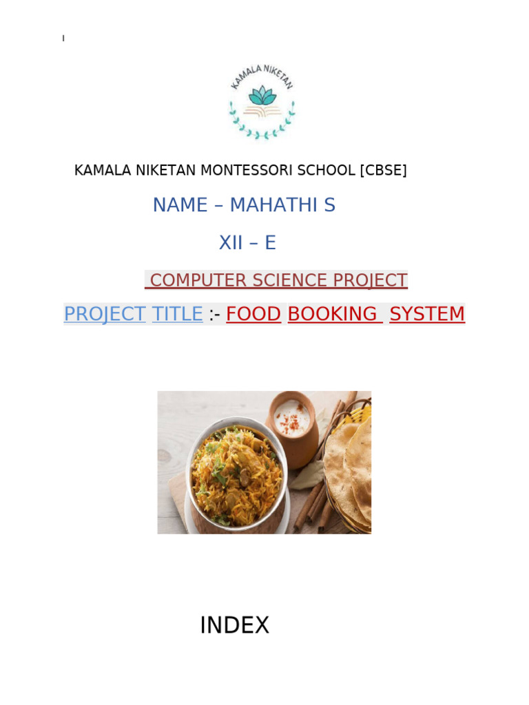 Food Booking System Project Overview | PDF | Databases | Computing