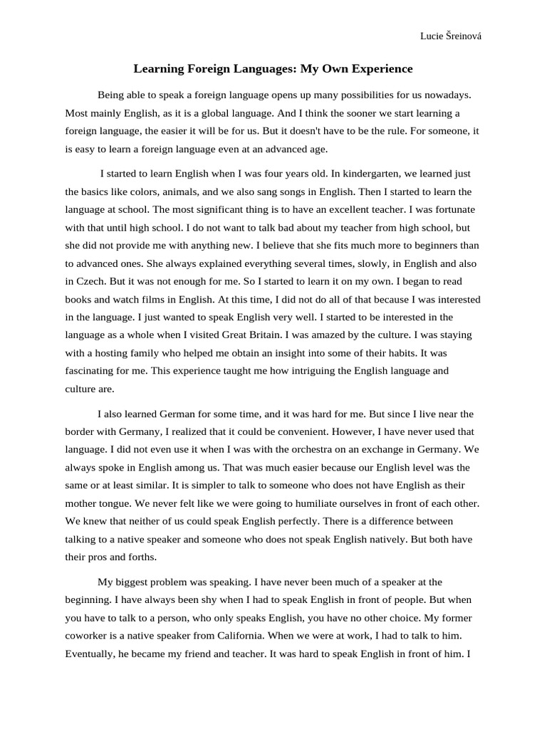 Learning Foreign Languages - My Own Experience | PDF | English Language ...