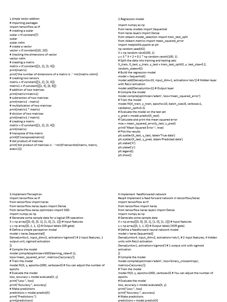 TensorFlow and Keras Deep Learning Guide | PDF | Matrix (Mathematics ...
