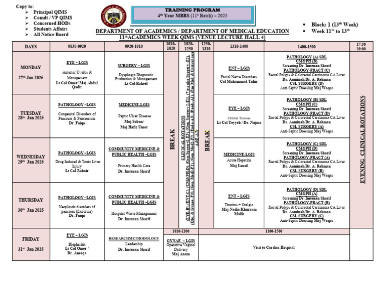 2025 MBBS 4th Year Exam Schedule | PDF | Colorectal Cancer | Cancer