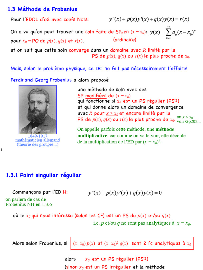 Méthode de Frobenius et points singuliers | PDF | Équations | Objets ...
