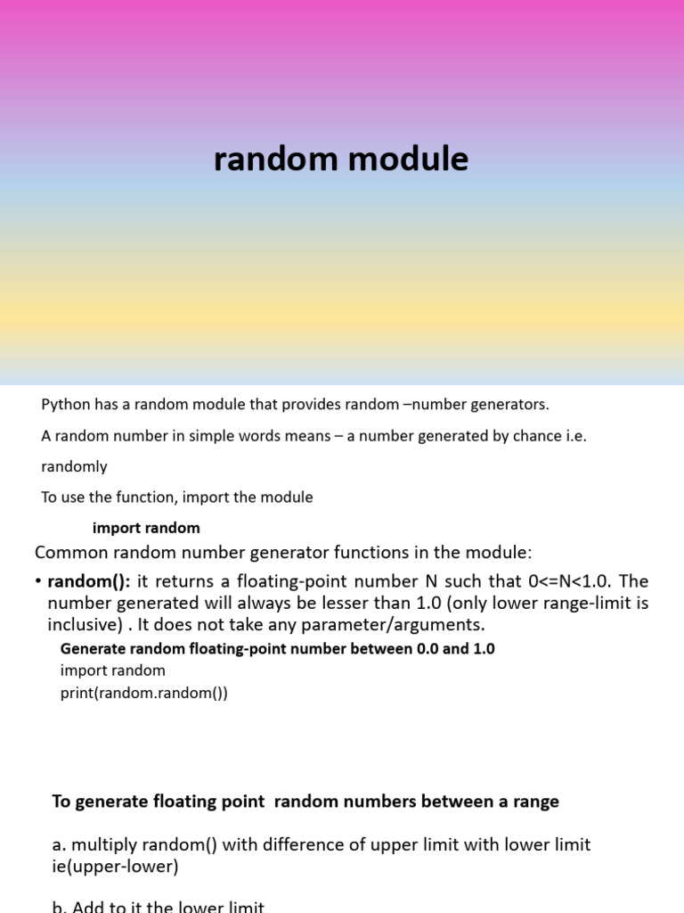 Python Random Module Guide | PDF