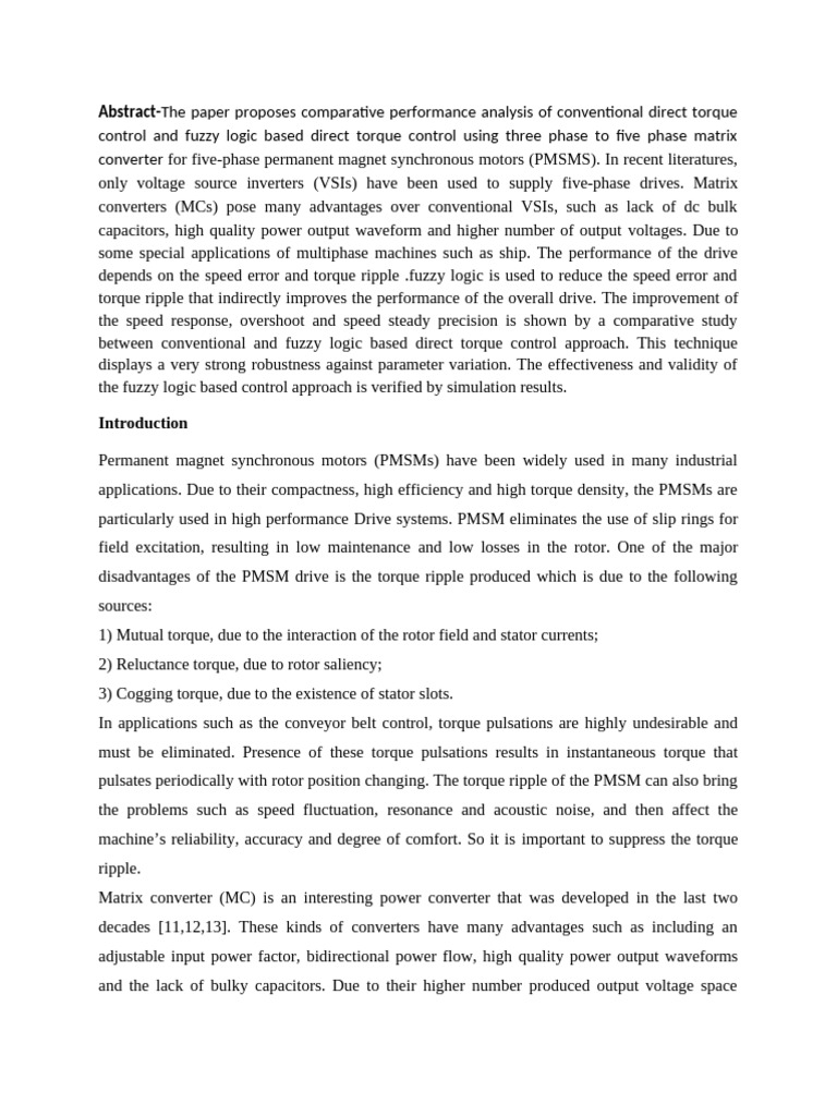 Pmsm Dtc Fuzzy Paper | PDF | Electric Motor | Power Inverter
