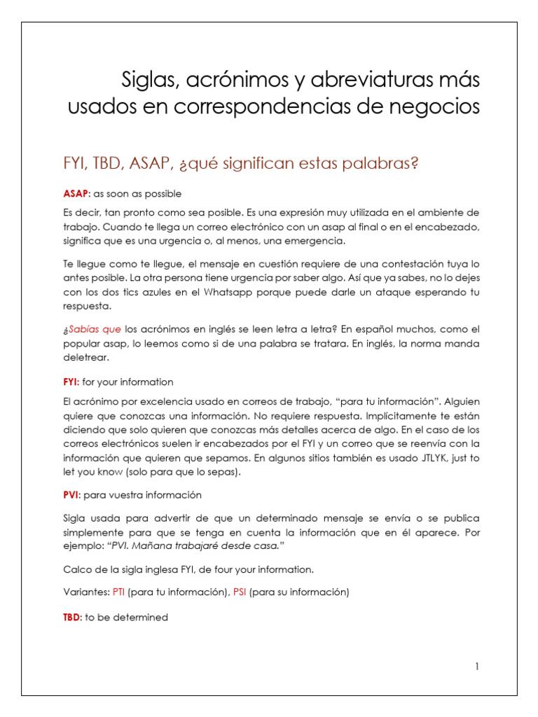 Acrónimos Clave en Negocios y Comunicación | PDF | Vocabulario ...