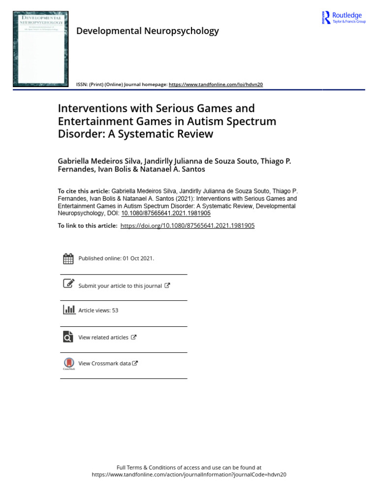 Serious vs. Entertainment Games in ASD | PDF | Pervasive Developmental ...