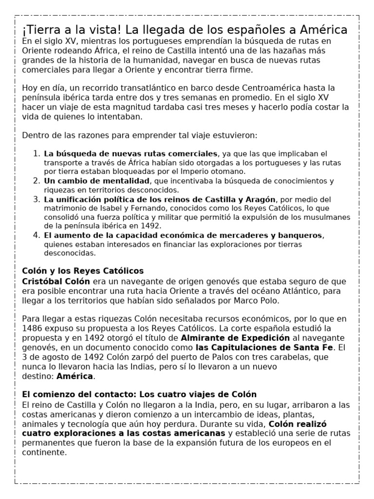 Llegada de Colón a América en 1492 | PDF | Cristobal colon | Imperio ...