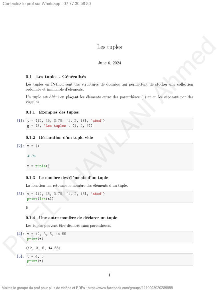 Introduction aux Tuples en Python | PDF | Logique mathématique ...