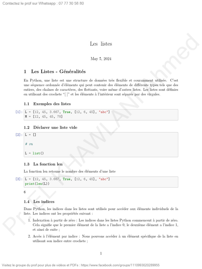 Listes en Python : Guide Complet | PDF | Python (Langage de ...