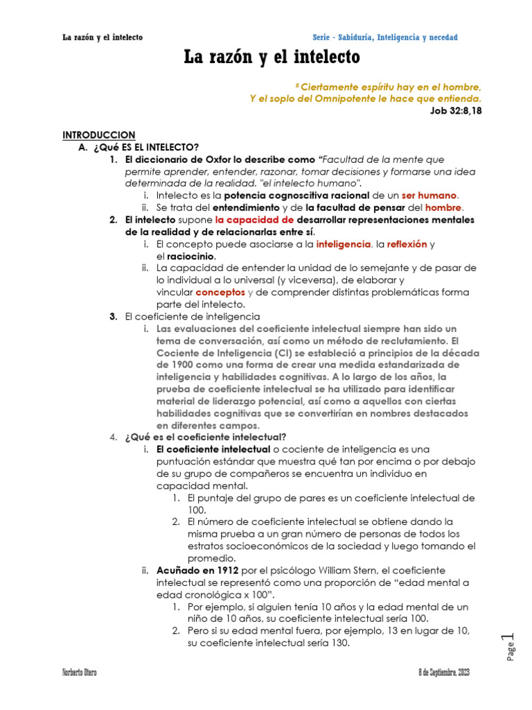 Intelecto y razón en la sabiduría humana | PDF | Cociente de ...