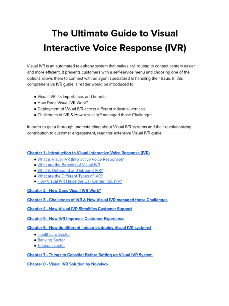 Visual IVR: Enhancing Customer Experience | PDF | Interactive Voice ...