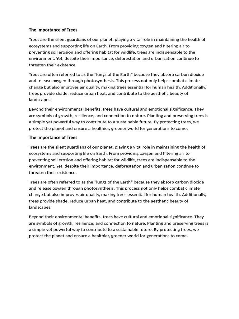 The Importance of Trees | PDF