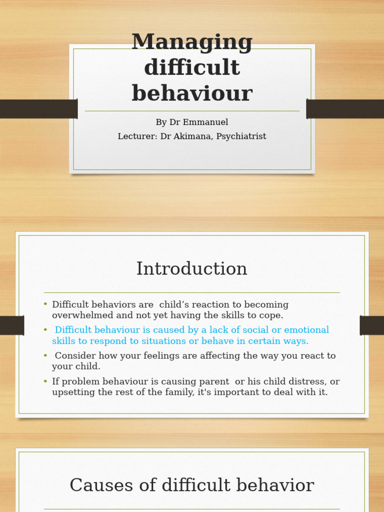 Managing Difficult Child Behavior Strategies | PDF | Emotional Self ...