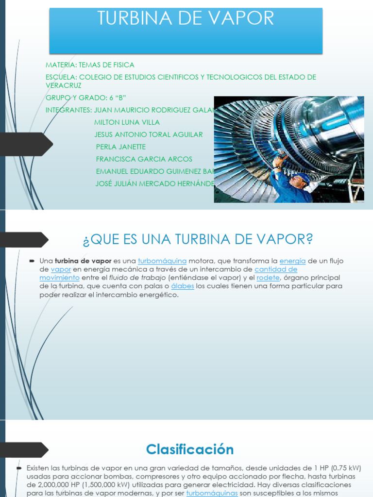 Funcionamiento y Tipos de Turbinas de Vapor | PDF | Turbina ...