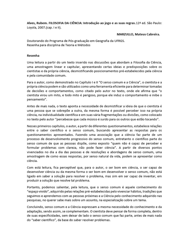 Senso Comum e Ciência: Uma Análise Crítica | PDF | Science | Conhecimento